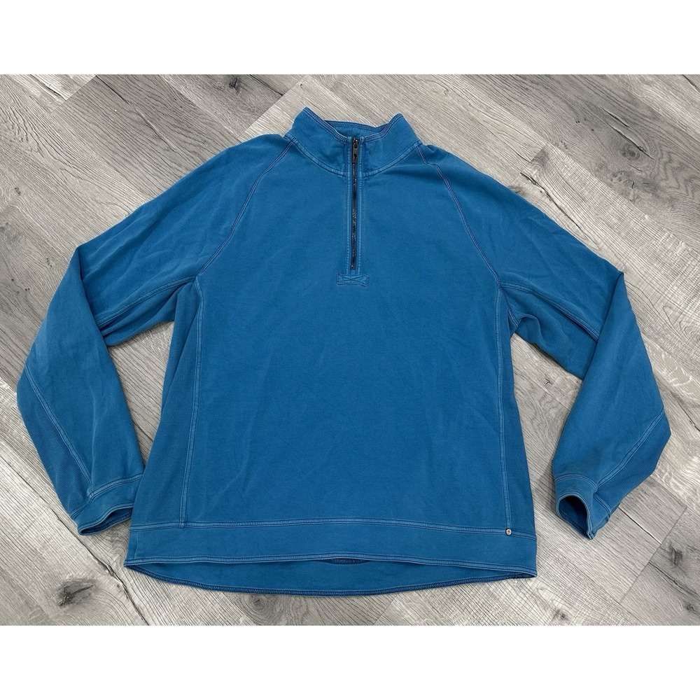 Tommy Bahama Men's Sweatshirt 1/4 Zip Pullover Cotton Turquoise Size XL